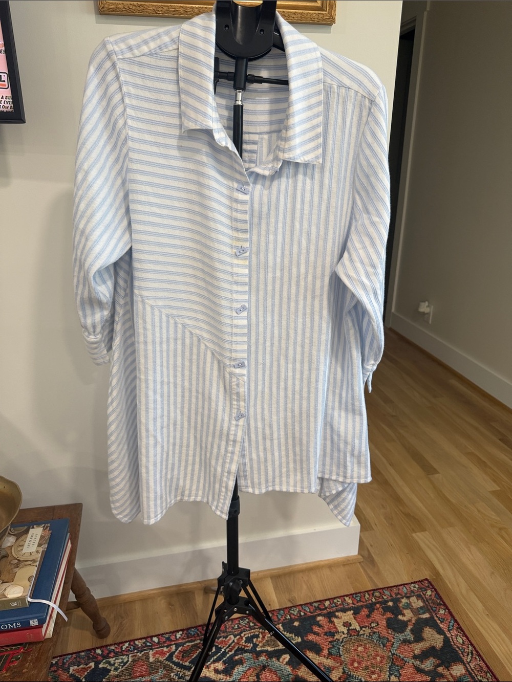 Soft Surroundings Blue & White Striped Button Tunic